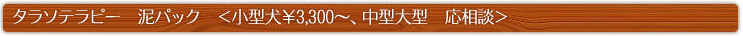 タラソテラピー　泥パック　＜小型犬￥3,300～、中型大型　応相談＞